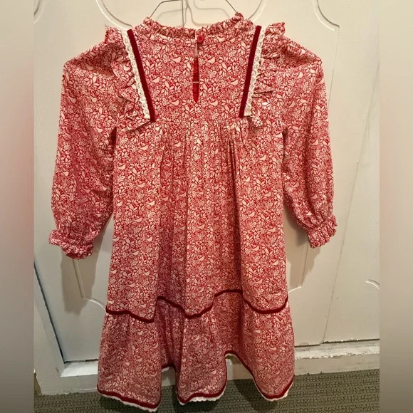 Mini Boden Red and White Smocked Sundress with Square Neck - Picture 5 of 6